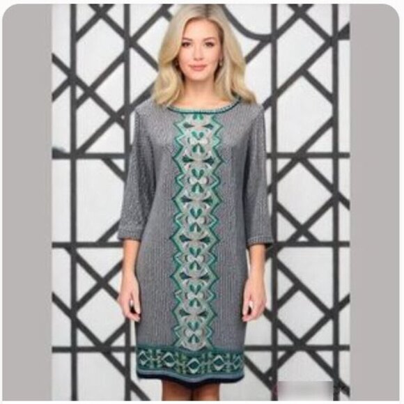 Max Studio Patterned Dress Long Sleeve Size Large - Picture 1 of 14